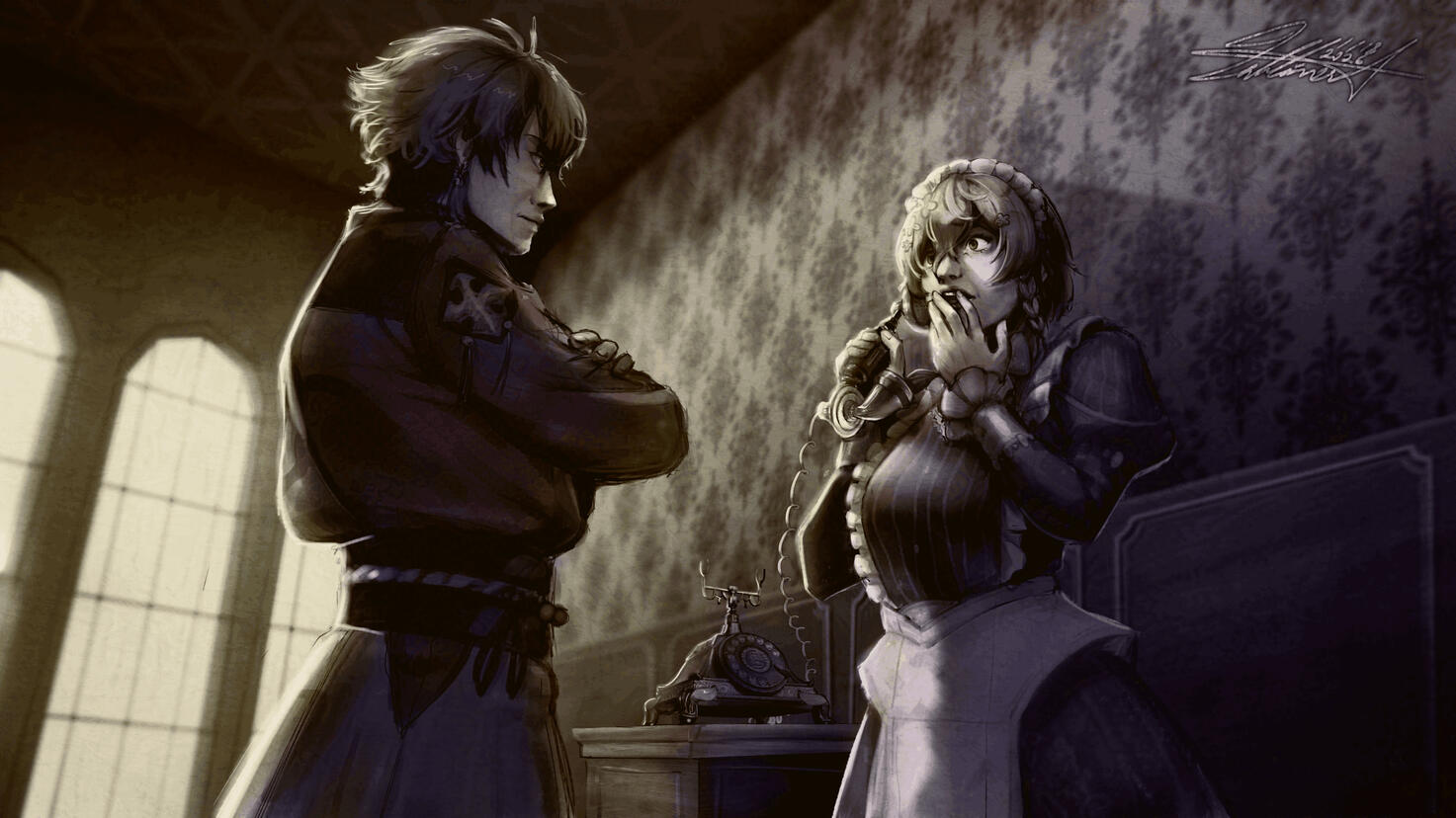 Ryoma & Klara (fanart): Sketch, Add Character, Simple BG $59