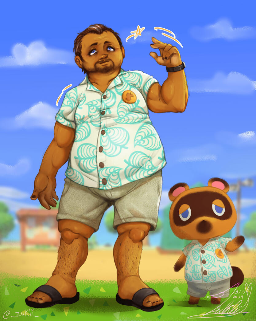 Tom Nook (fanart): Render, Colored, Simple BG $70
