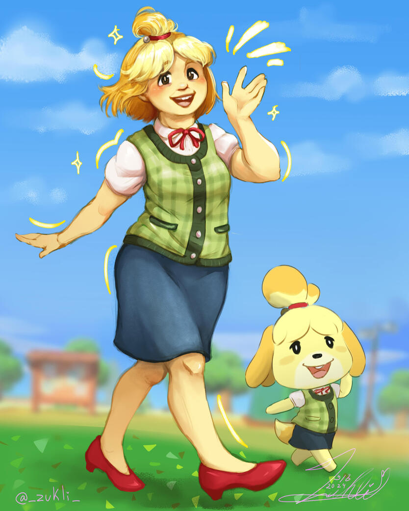 Isabelle (fanart): Render, Colored, Simple BG $70